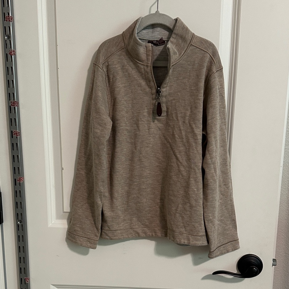 Johnston & Murphy Men's Beige Zip-Up Sweater